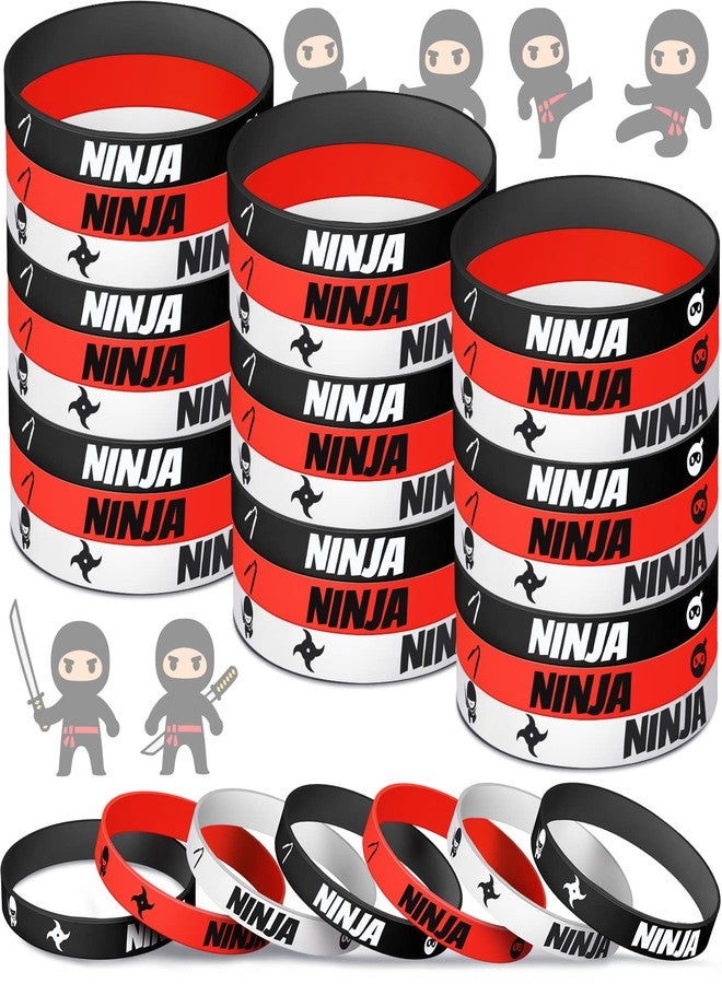 Deekin 30 Pieces Ninja Silicone Wristbands Bracelets Samurai Rubber Ninja Party Favors Bracelets Warrior Stretch Wristbands for Warrior Theme Party Favors Goody Bag Supplies, 3 Colors - Image 1
